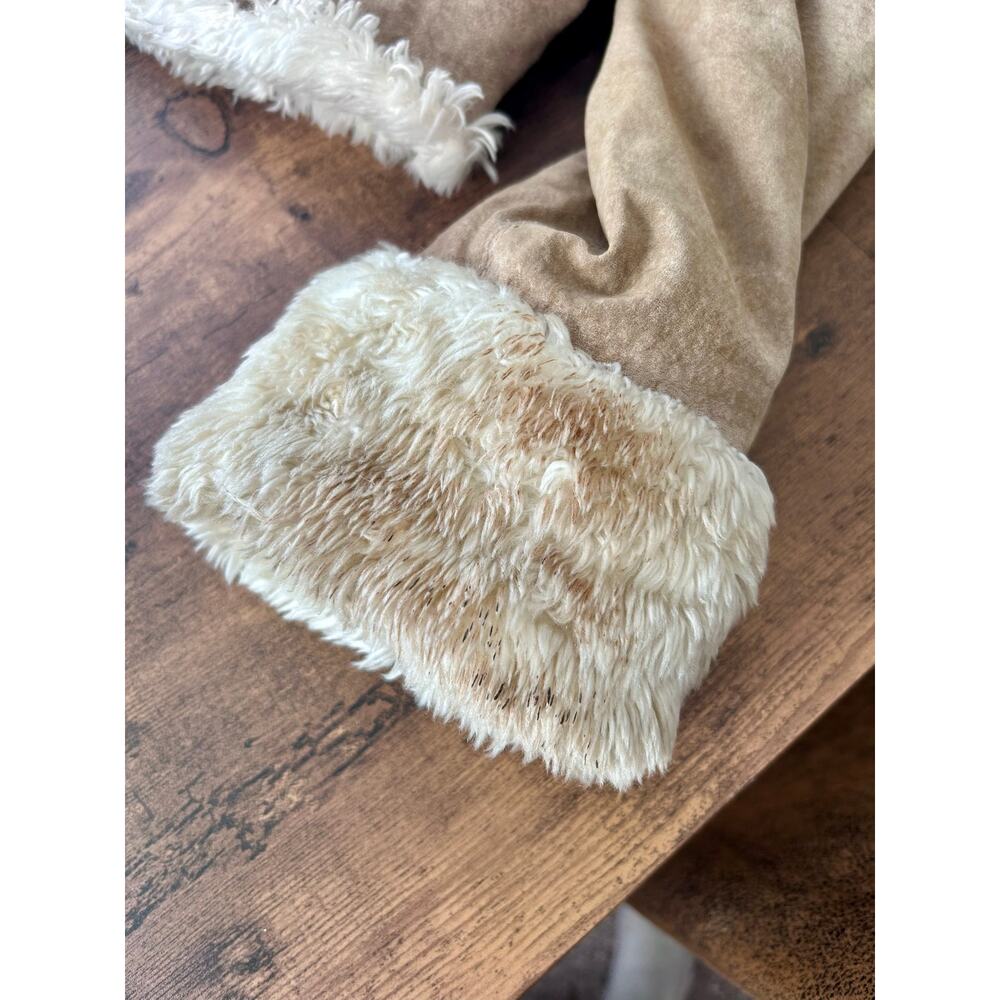 Women’s Small Vintage Y2K Tan Suede Leather Cropped Afghan Penny Lane Jacket - Picture 11 of 13